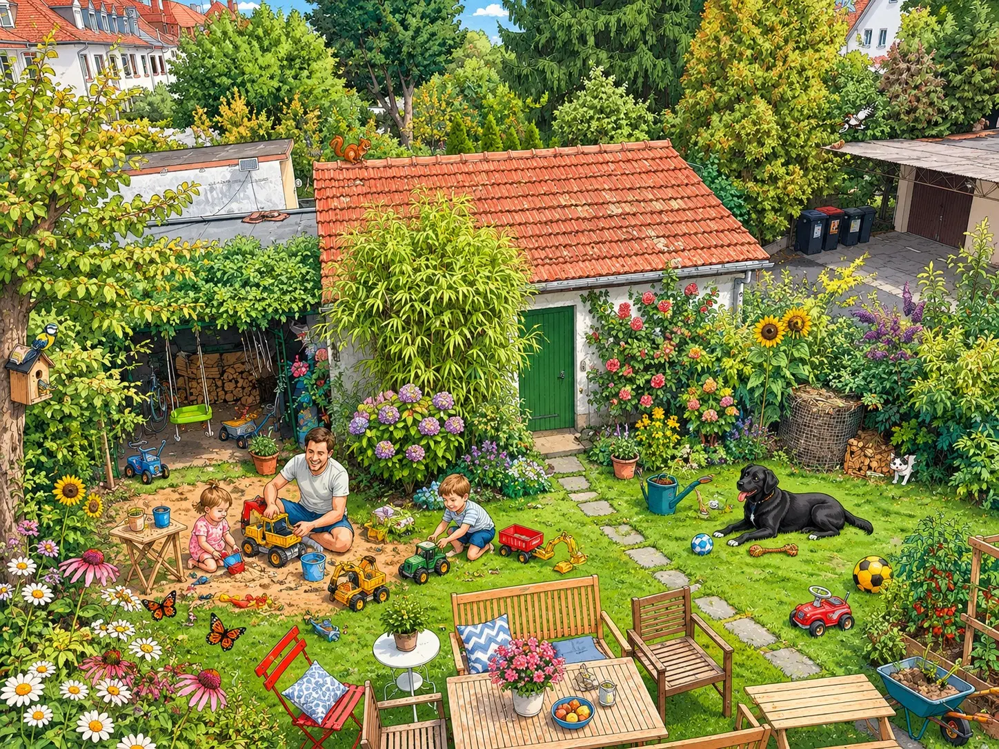The same garden as a personalised seek-and-find picture
