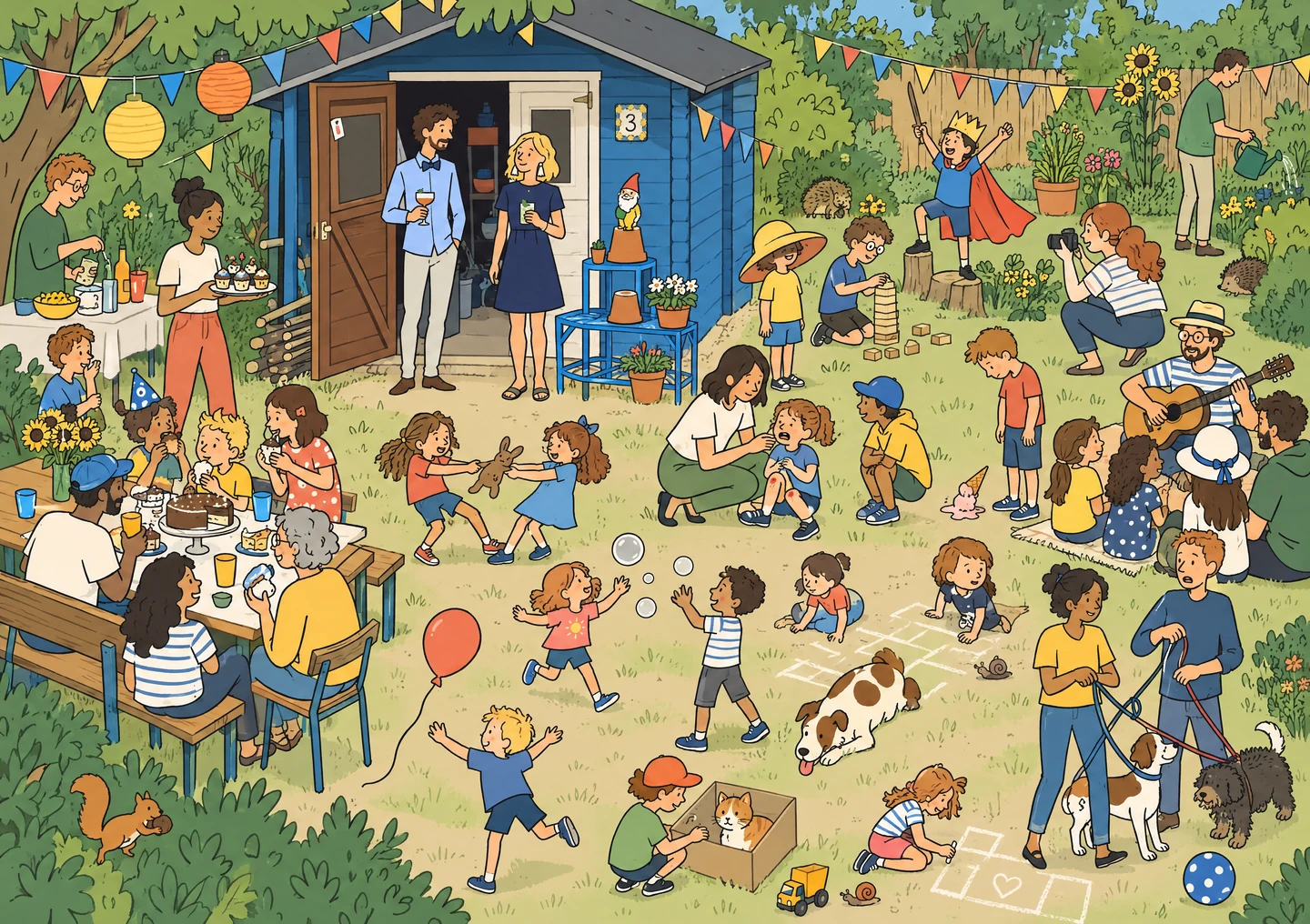 Personalisiertes Wimmelbild mit Gartenhaus als Beispielbild