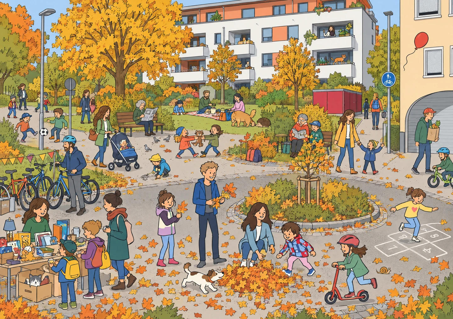 Autumn house scene showing a personalised seek-and-find photo gift